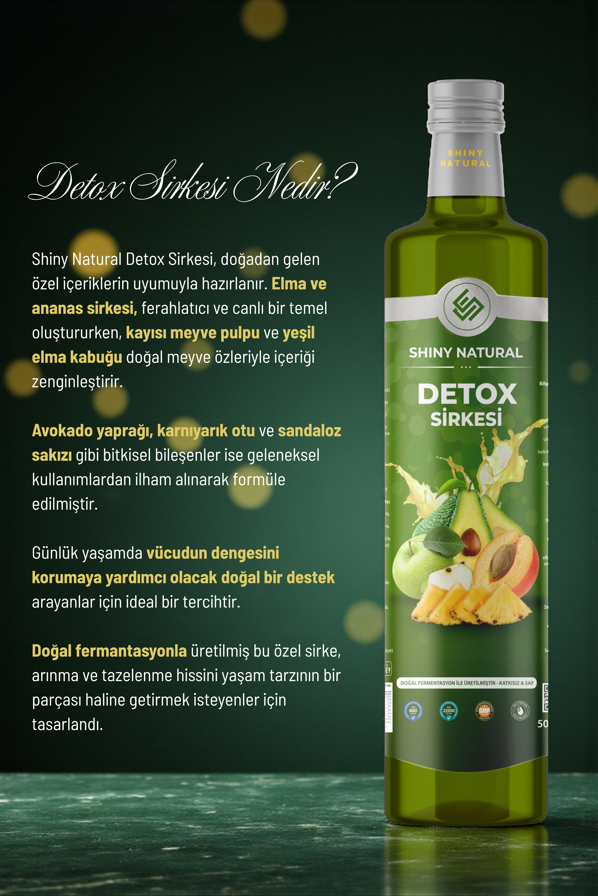 Detox Sirke Karışımı - Avokado, Elma, Ananas, Kayısı ve Bitkisel Özlerle Zengin Formül